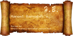 Hansel Barnabás névjegykártya